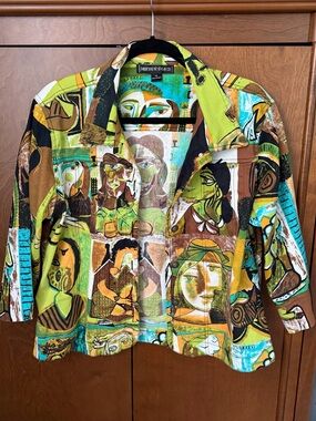 Mirror Image Jacket Picasso Abstract Faces Print